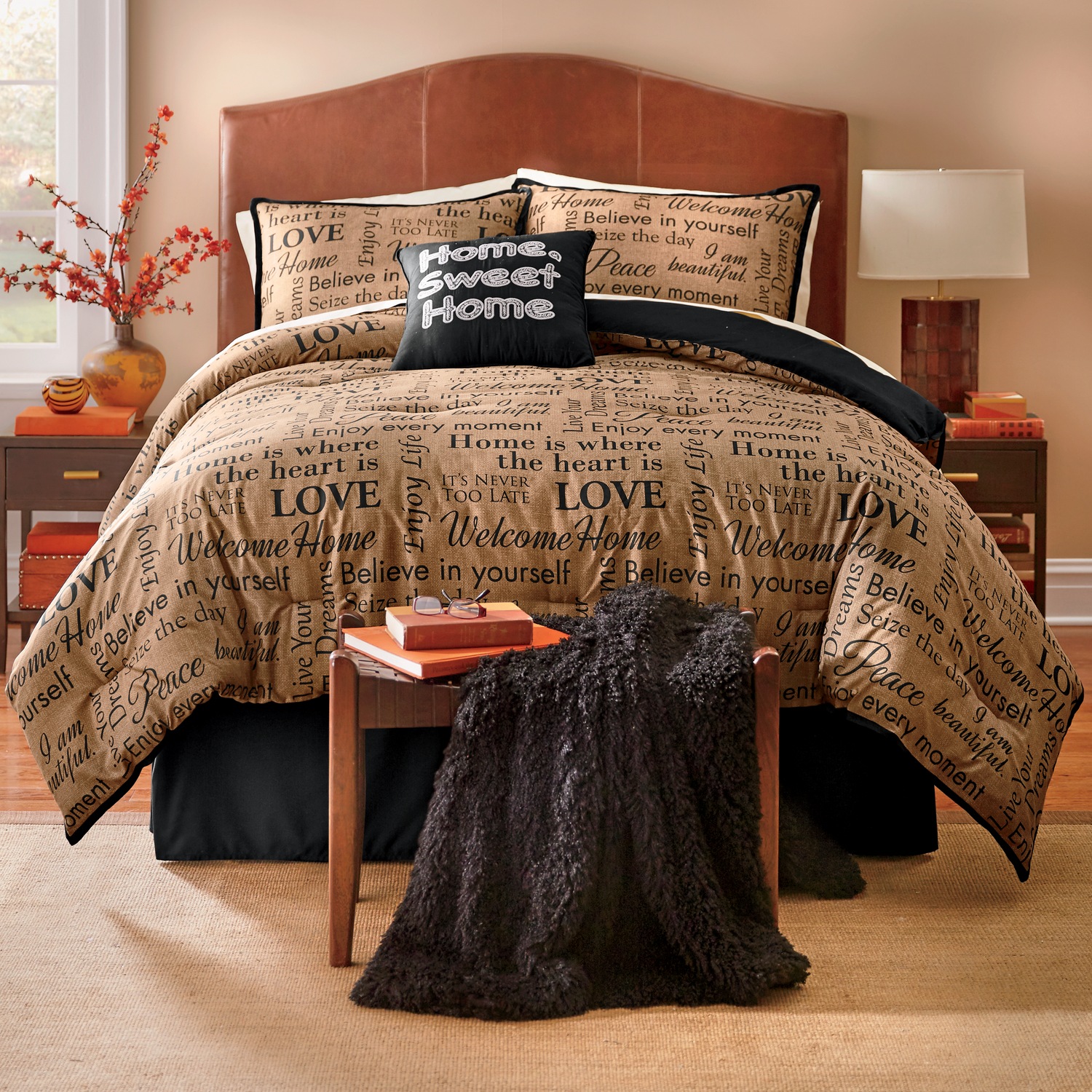 Home Sweet Home Comforter Set Accent Pillow And Window Treatments