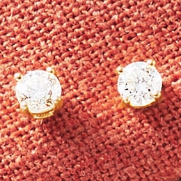 Lab-Diamond Solitaire Post Earrings, , large