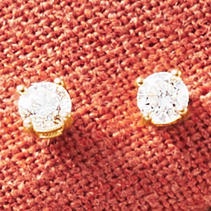 Lab-Diamond Solitaire Post Earrings, , large