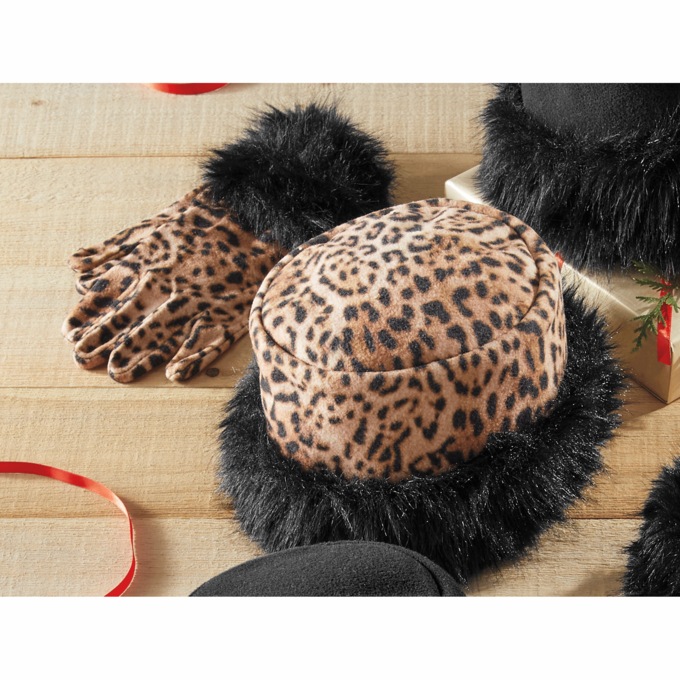 Fleece Hat and Glove Set with Faux-Fur Trim, , large