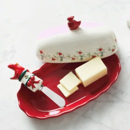 Pfaltzgraff Winterberry Cardinal Butter Dish, , large