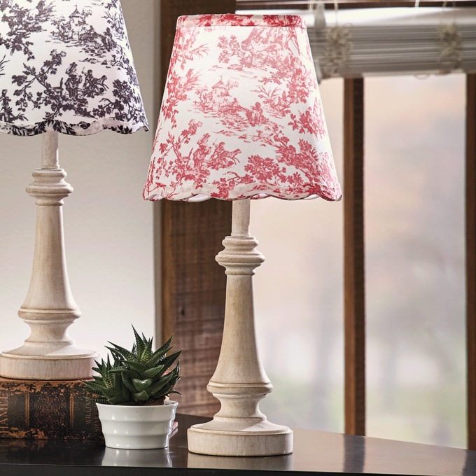 Louise Toile Table Lamp, Red, large