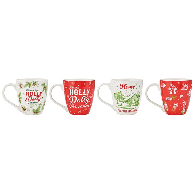 Dolly Parton Holiday Toile Set of 4 Mugs, , large