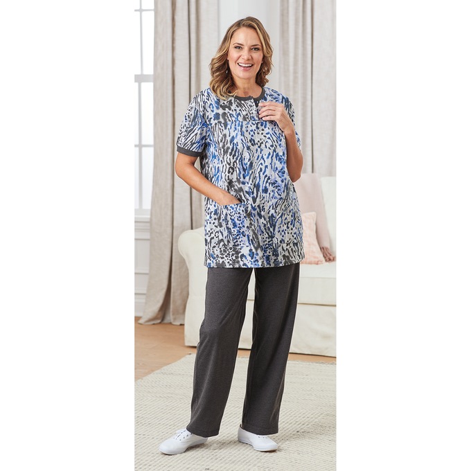 Short-Sleeve Henley Pant Set, , large
