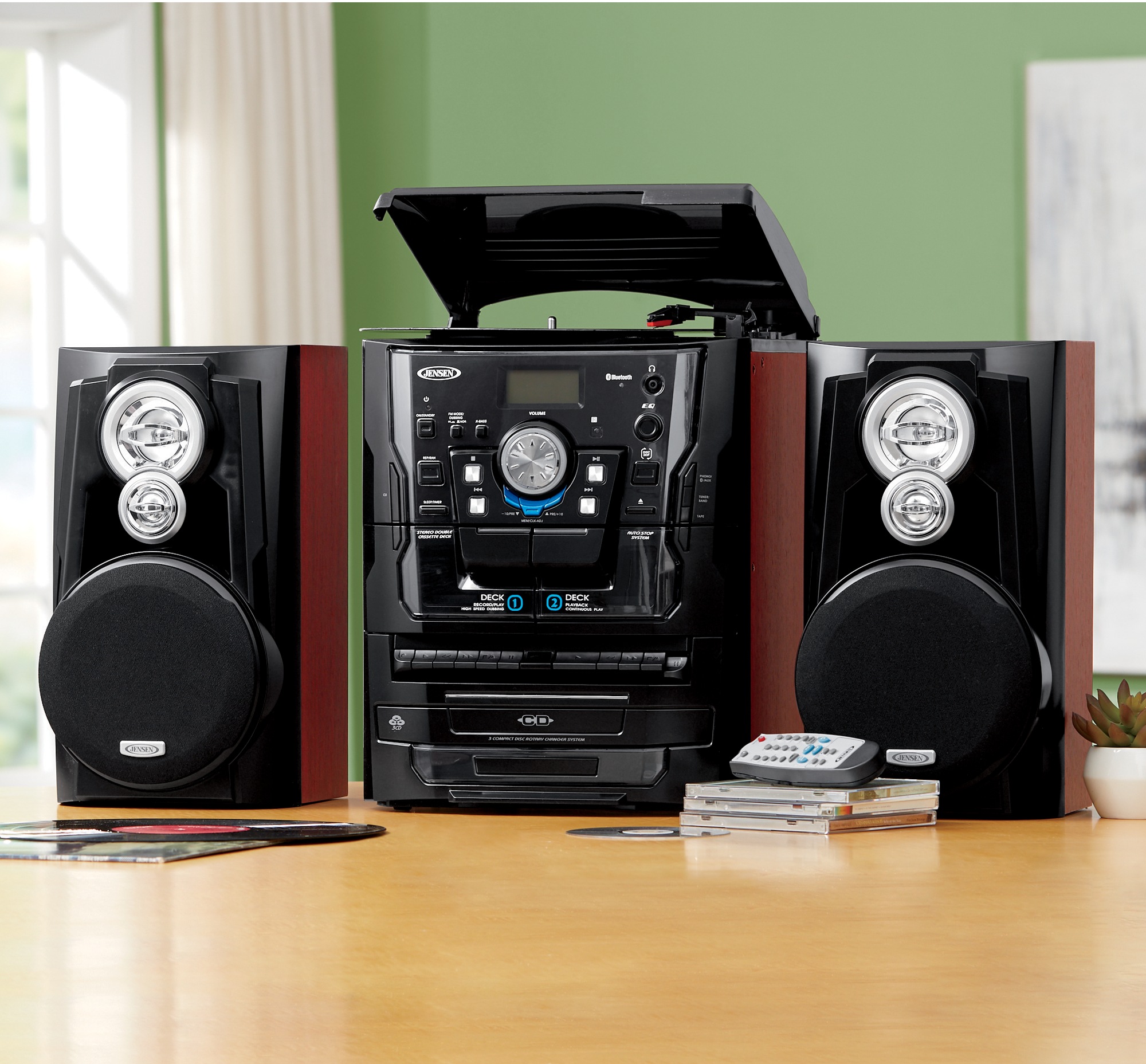 music system with turntable