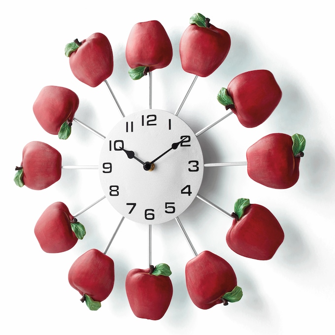 Figural Apple Wall Clock, , large