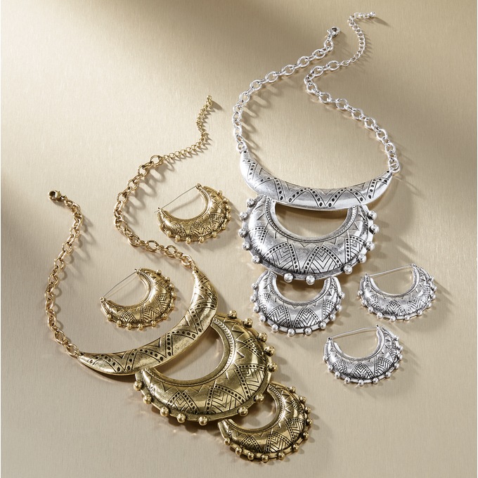 Pattern Necklace and Earring Set, , large