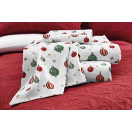 Holiday Ornaments Cotton Flannel Sheet Set, , large