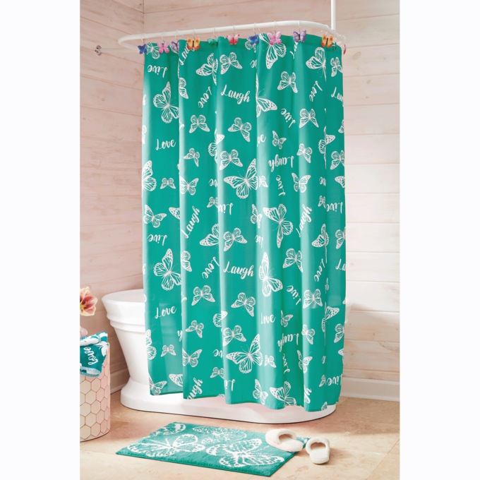 Butterfly Sentiments Shower Curtain, , large