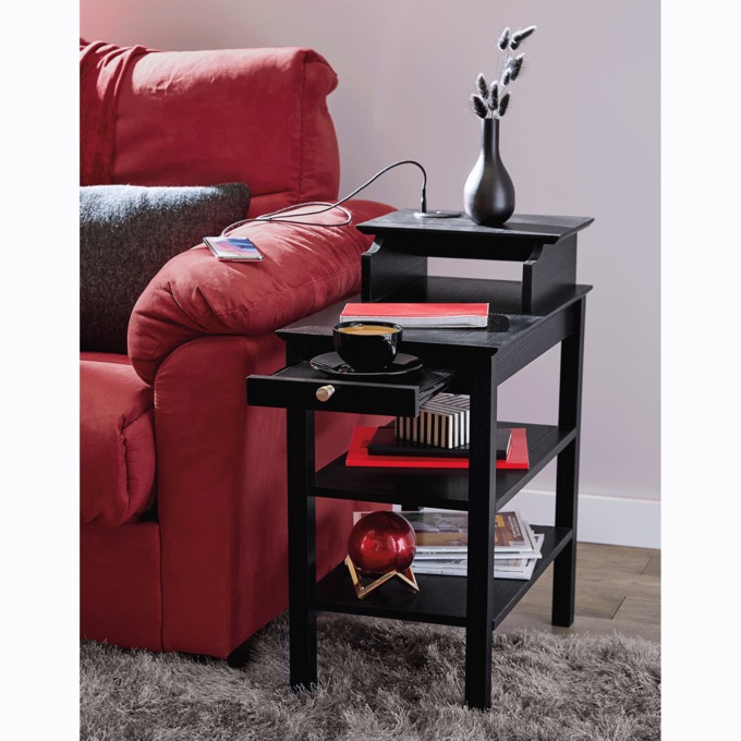 Ophelia Powered Tiered End Table, , large