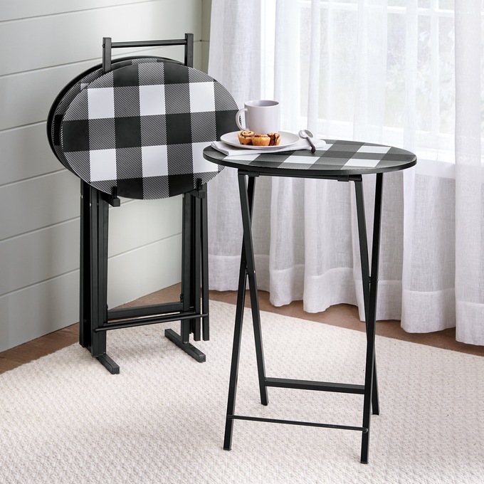 5-Piece Buffalo Check Tray Table Set, , large