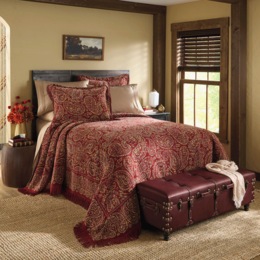 Jewel Paisley Woven Bedspread and Sham, , large