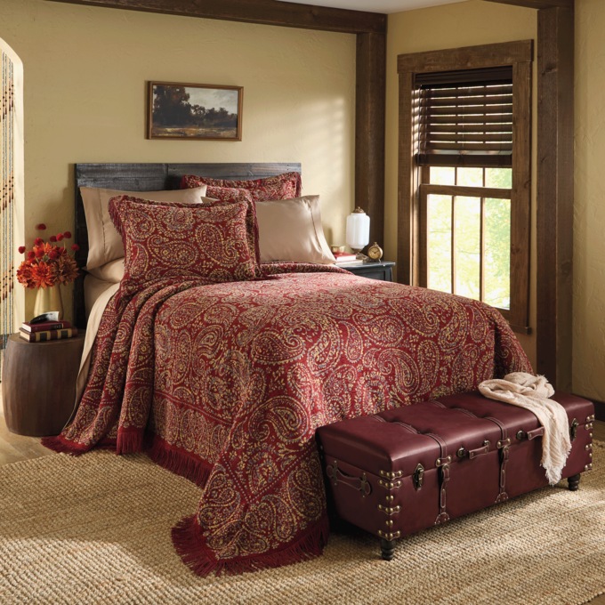 Jewel Paisley Woven Bedspread, , large