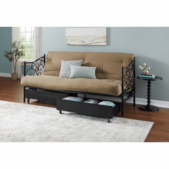 Futon frame with shop storage