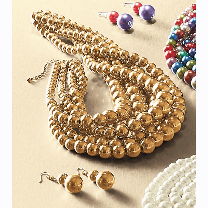 Multi-Strand Bead Necklace and Earring Set, , large