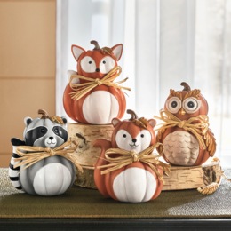 Set of 4 Forest Animal Pumpkins, , large