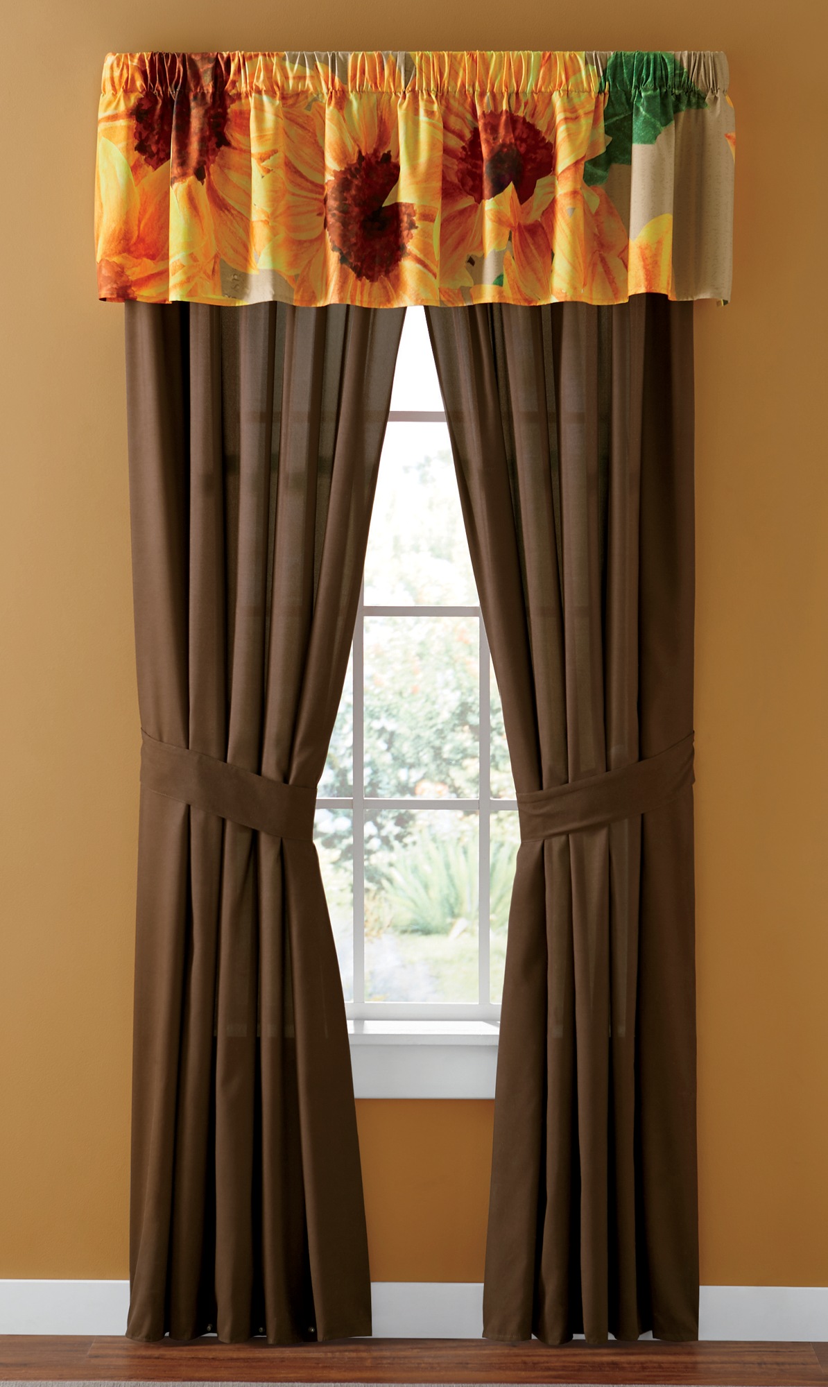 Garden Curtains Yellow Sunflower With A Butterfly Window