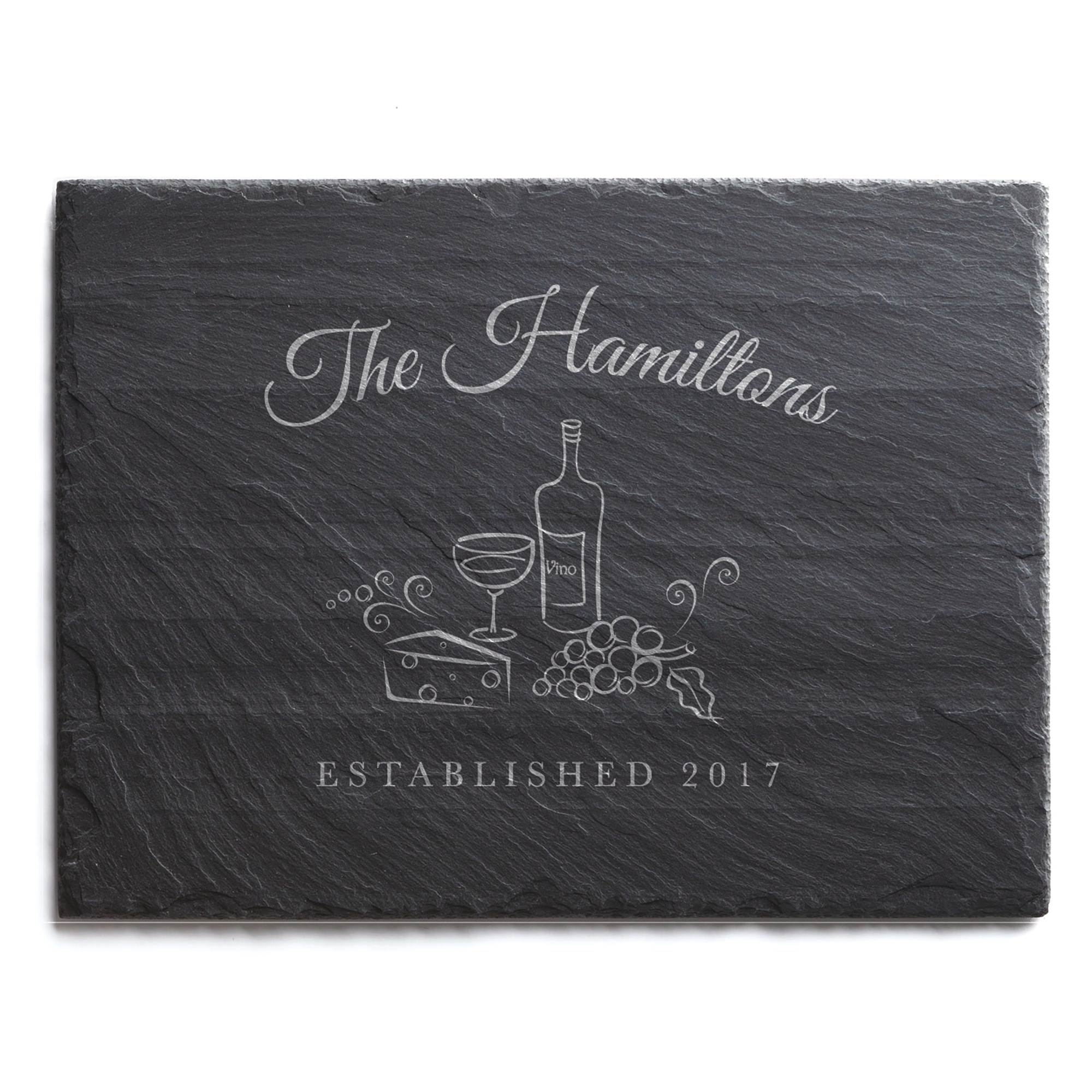 Wine &amp; Cheese Personalized Slate Cheese Board, , large
