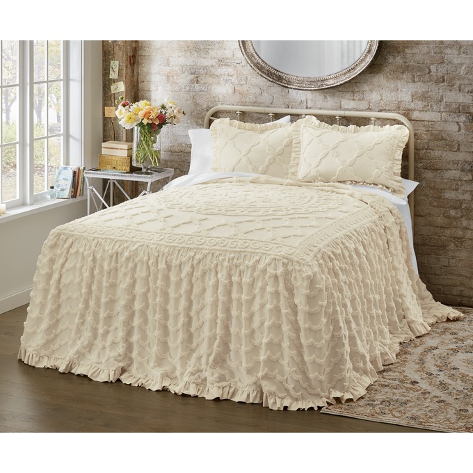 Angelica ruffle chenille deals bedspread and sham