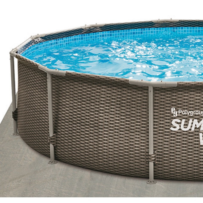 Summer Waves 12' Dark Double Rattan Active Frame Pool, , large