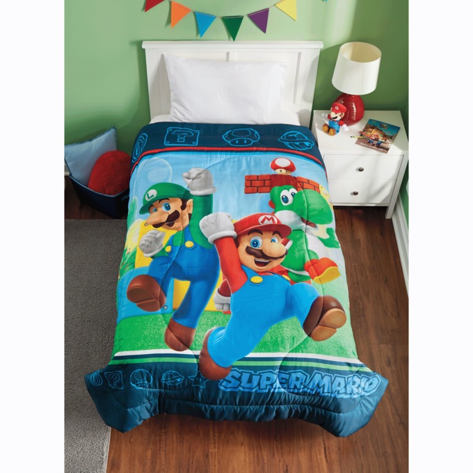 Reversible Twin-Size Mario Fun Comforter, , large