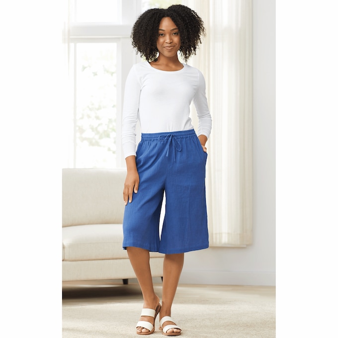Crinkle Cotton Split Skirt, , large
