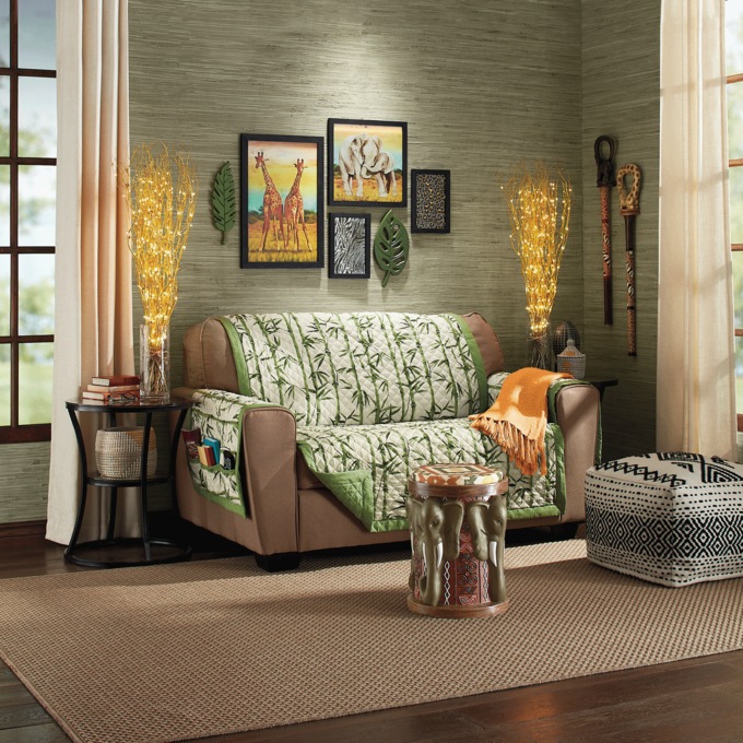 Bamboo Print Furniture Protector, , large