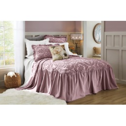 Adeline Raised Chenille Bedspread with Ruffled Skirt and Coordinating Sham, , large