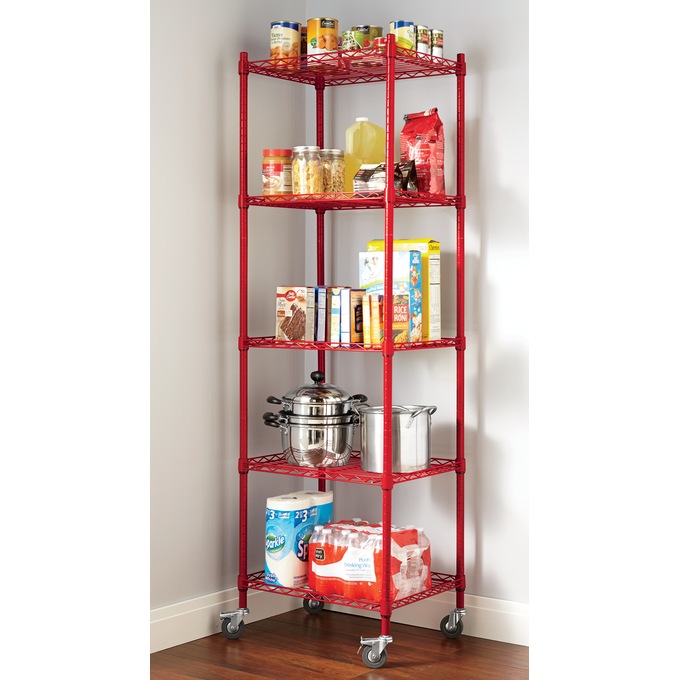 5-Shelf Tower Metal Rolling Rack, , large