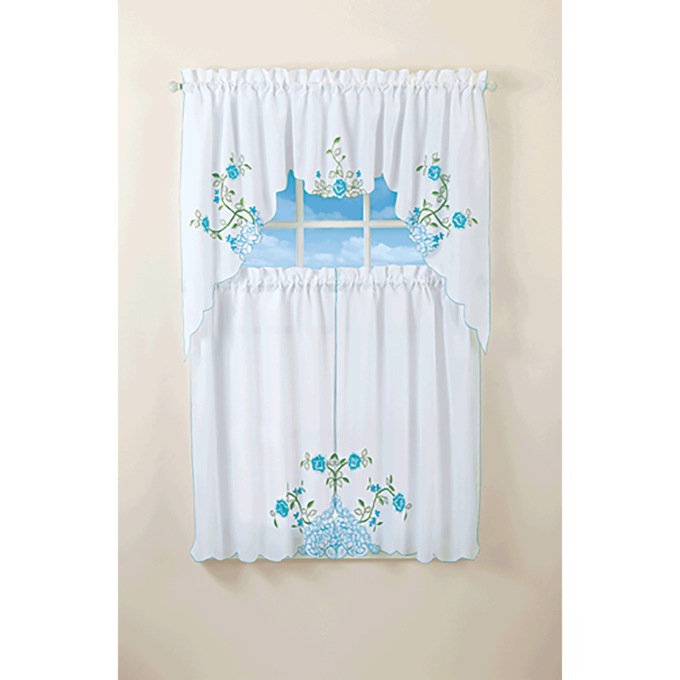 Floral Embroidered Curtain, , large