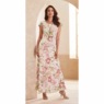 Makenzie Flowy Maxi Dress with Floral Pattern and Flutter Sleeves, , large