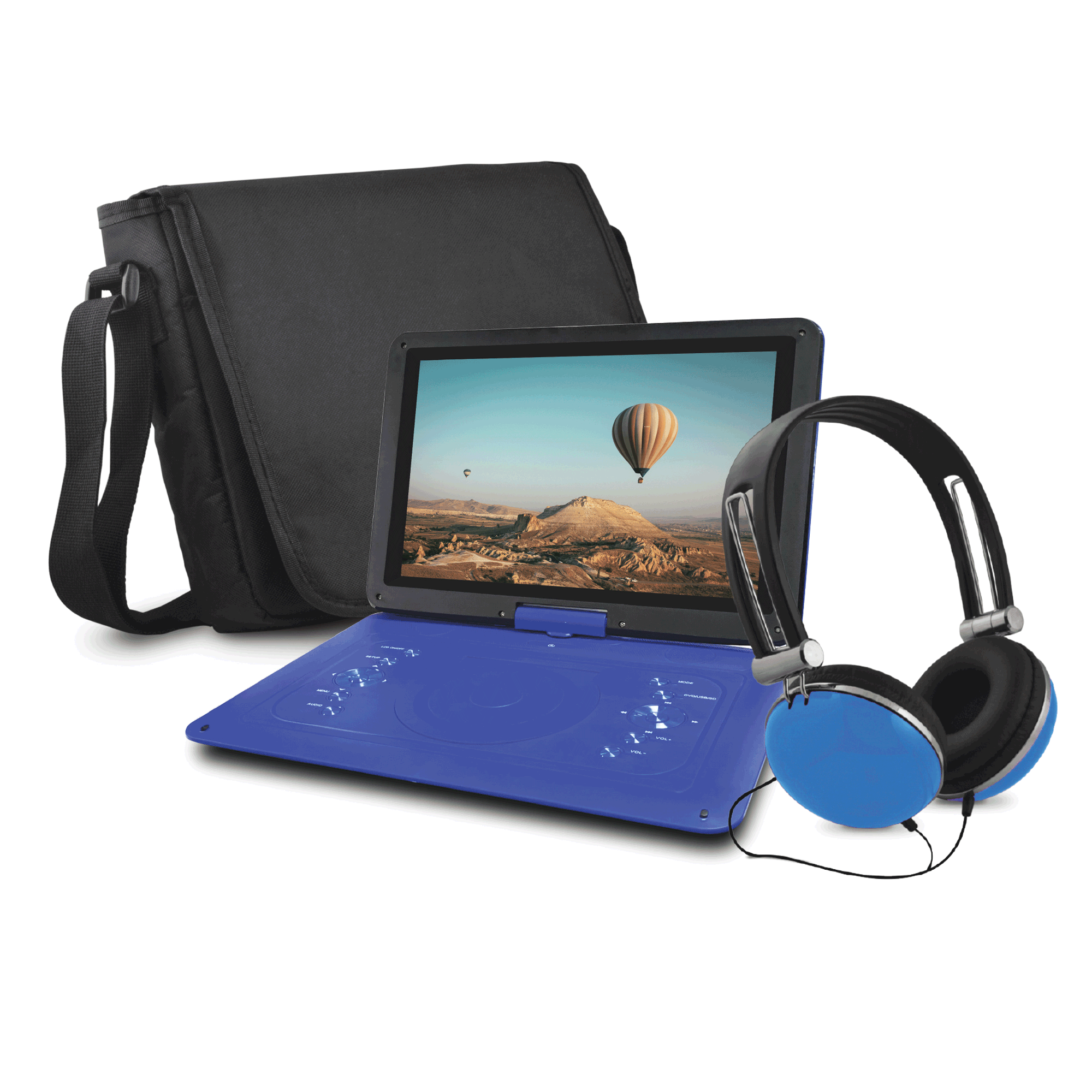 14.1" Portable DVD Player with Headphones, Blue, large