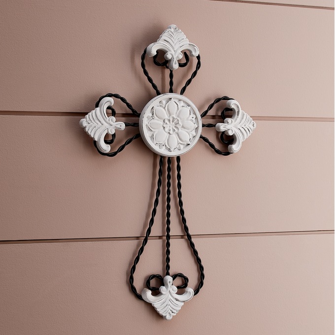 Scroll Metal Wall Cross, , large