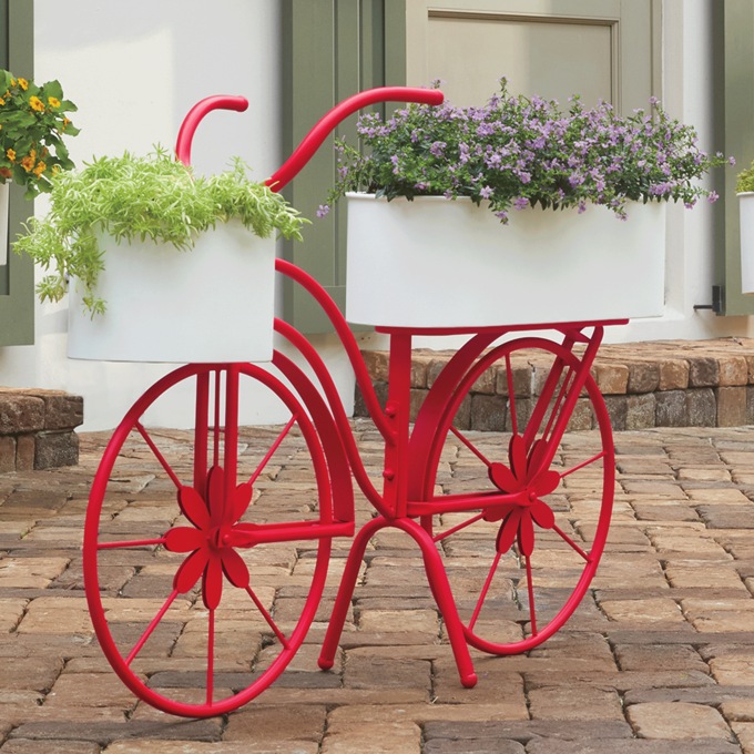 Bike Planter, Red, large