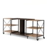 Expandable Rotatable Powered TV Stand, Brown, large