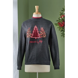 Peace &amp; Joy Christmas Tree Sweatshirt, , large
