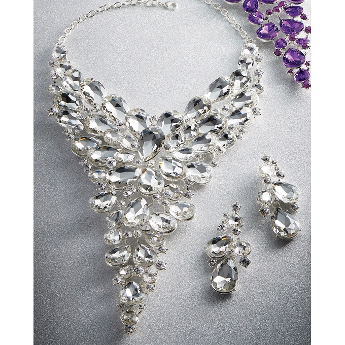 Crystal Bib Necklace and Earring Set, , large
