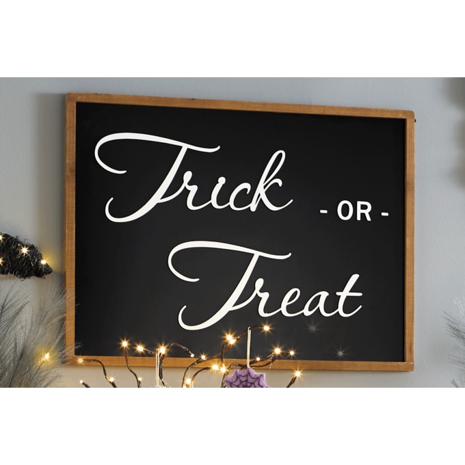Trick or Treat Raised Lettering Wood Halloween Wall Art, Multi, large
