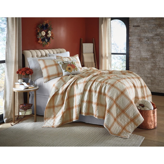 Windowpane Plaid Oversized Quilt, , large