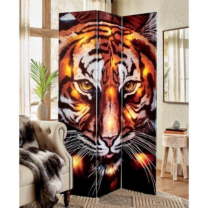 Lit Reversible Tiger Room Screen, , large