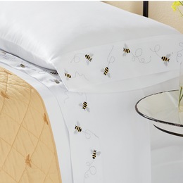 Honeybee Cotton Embroidered Sheet Set, , large