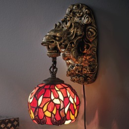 Stained Glass Dragon Wall Sconce, , large