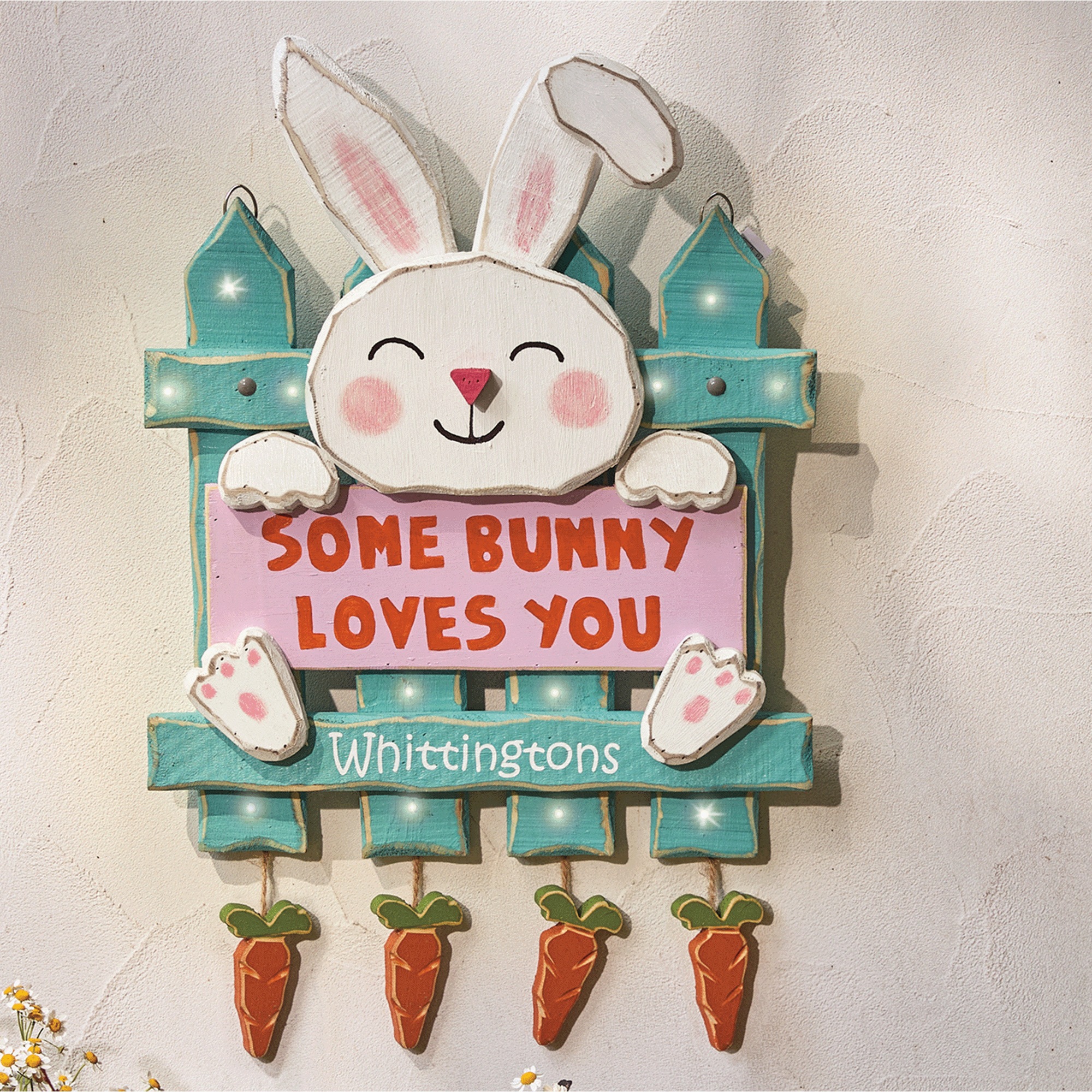 Chunky Wood Cutouts Lit Some Bunny Loves You Sign, , large