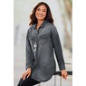 Long-Sleeved Denim Button-Up Tunic, , large