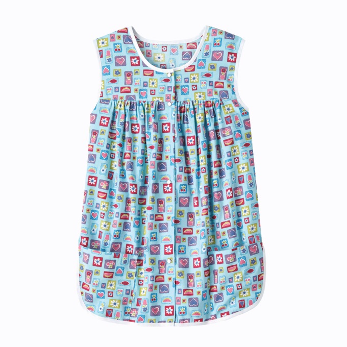 Easy-Care Button-Front Cobbler Apron, Multi Patches, large