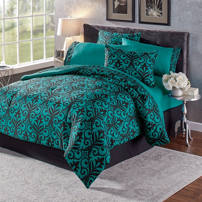 Teal online comforter set