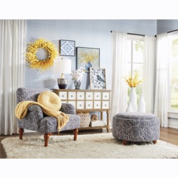 Adabelle Floral Chair and Ottoman, , large