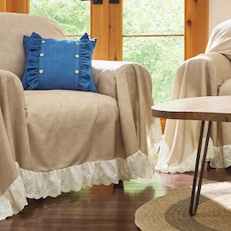 Bethany Eyelet Trim Furniture Throw, , large