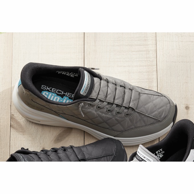Skechers Men's Slip-Ins Vapor Foam Cozy Fit Sneaker, Charcoal Black, large