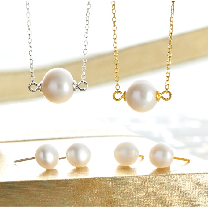 Pearl Round Necklace & Earring Set, , large
